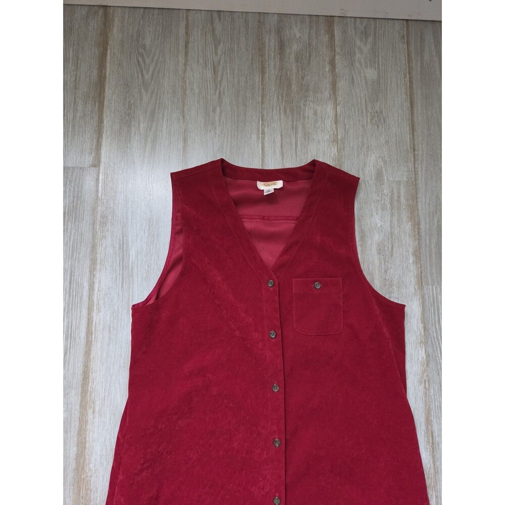Talbots Red Maxi Dress Womens 14 Button Front Sleeveless Pocket USA Made EUC - Picture 2 of 10